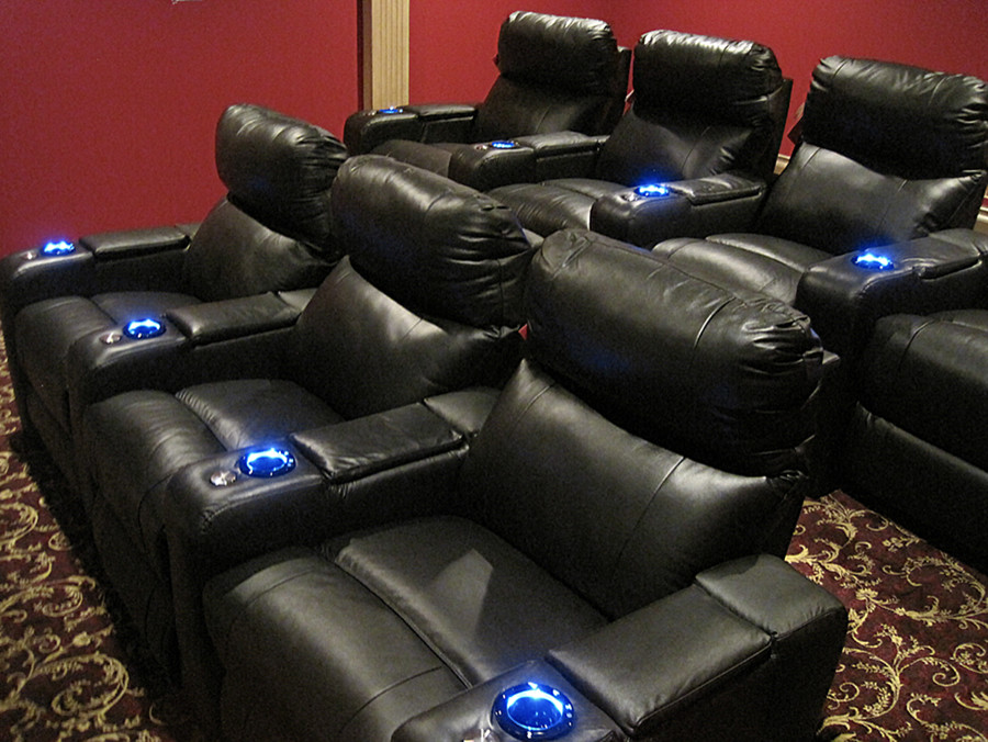 Black Leather Media Chairs Modern Home Theater Dallas by McCabe