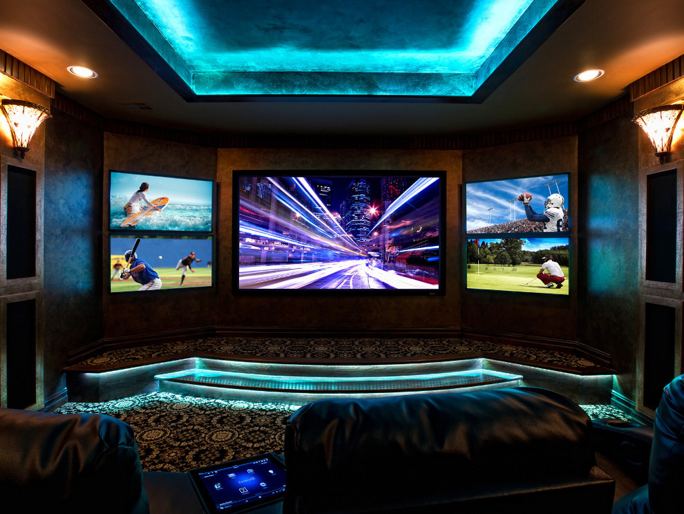 Example of a trendy home theater design in Other