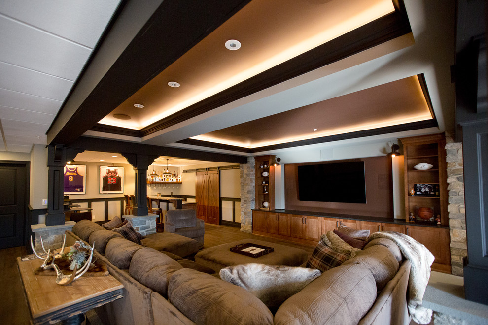 This is an example of a country home cinema in Philadelphia.