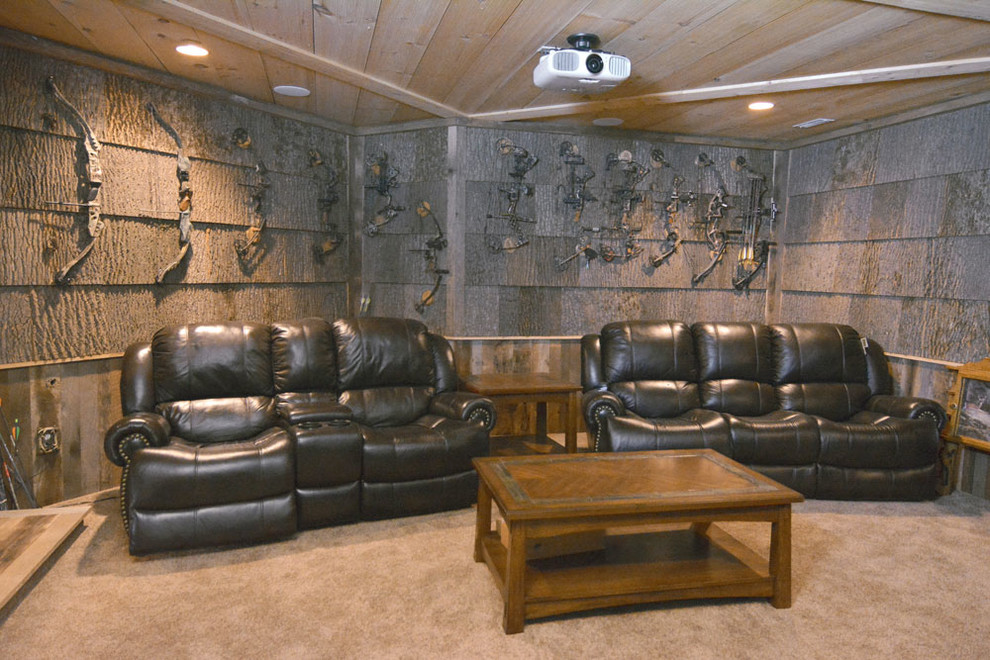 Home theater - rustic home theater idea in Other