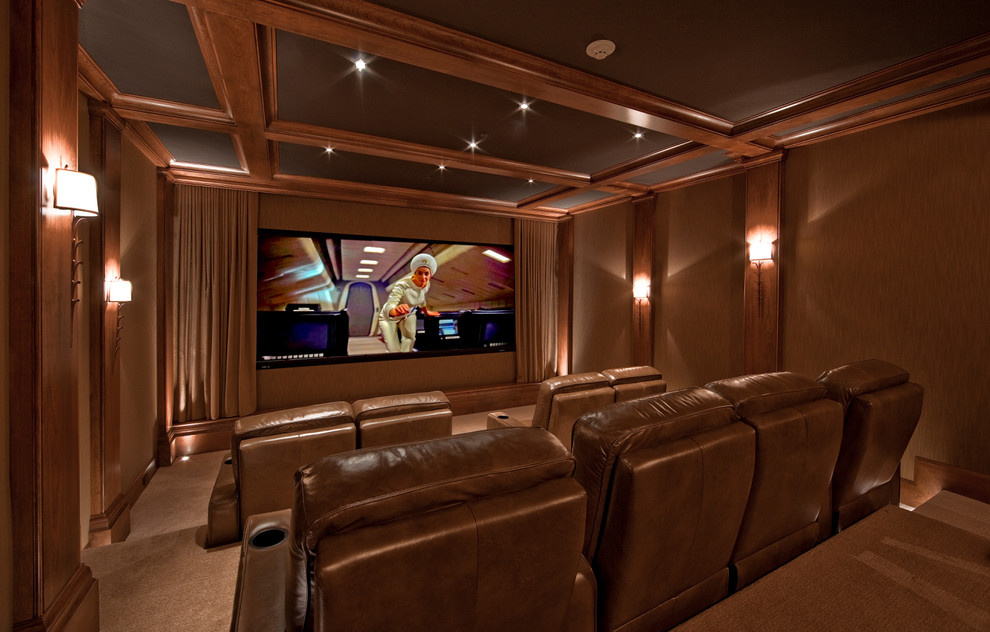 Design ideas for a traditional home cinema in Seattle.