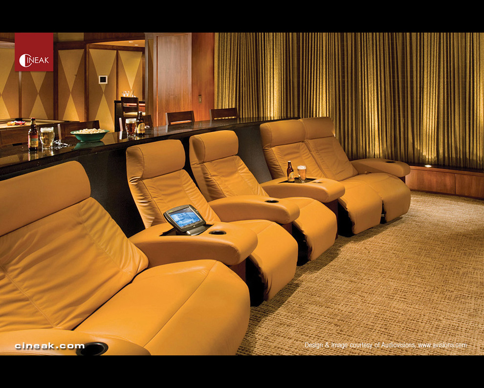 Home theater - modern home theater idea in Los Angeles