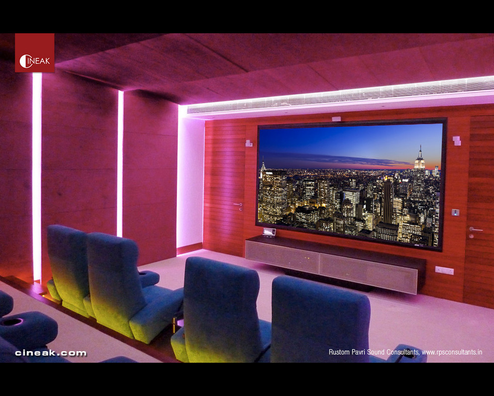 Inspiration for a modern home cinema in Los Angeles.