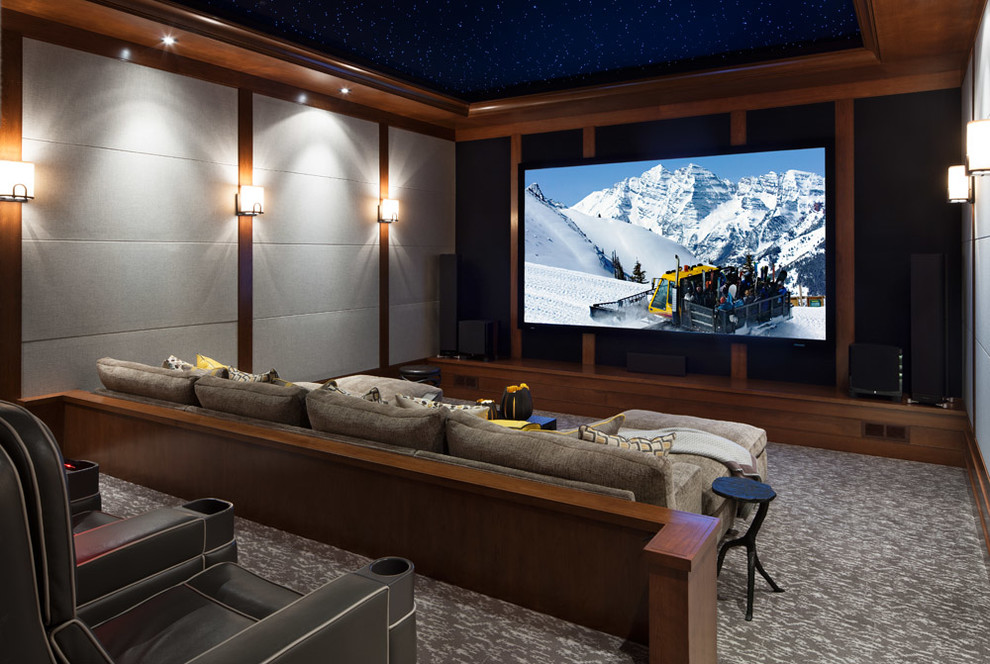 Example of a transitional home theater design in Philadelphia