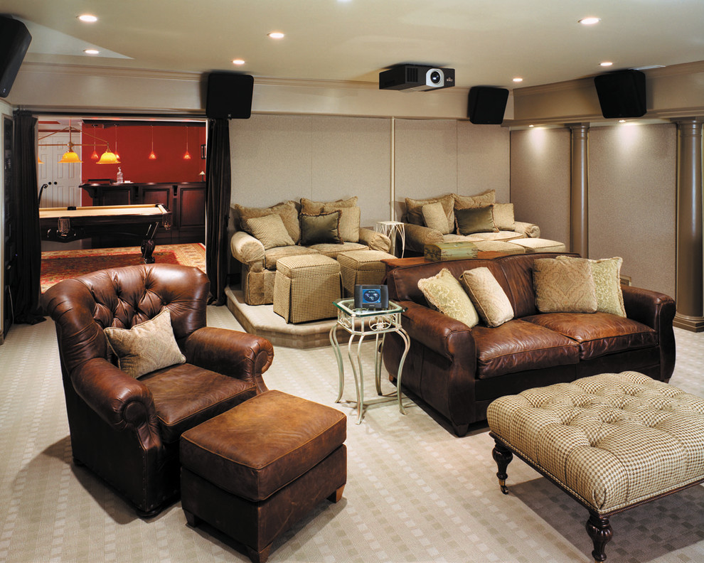Comfortable Media Room Contemporary Home Theater New York by