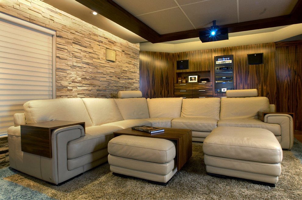 Minimalist home theater photo in Los Angeles