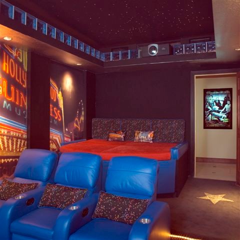 Inspiration for an eclectic home theater remodel in Charlotte
