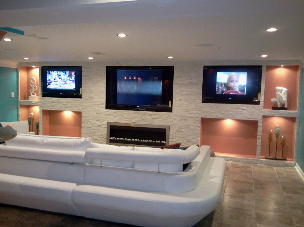 Example of a trendy home theater design in DC Metro