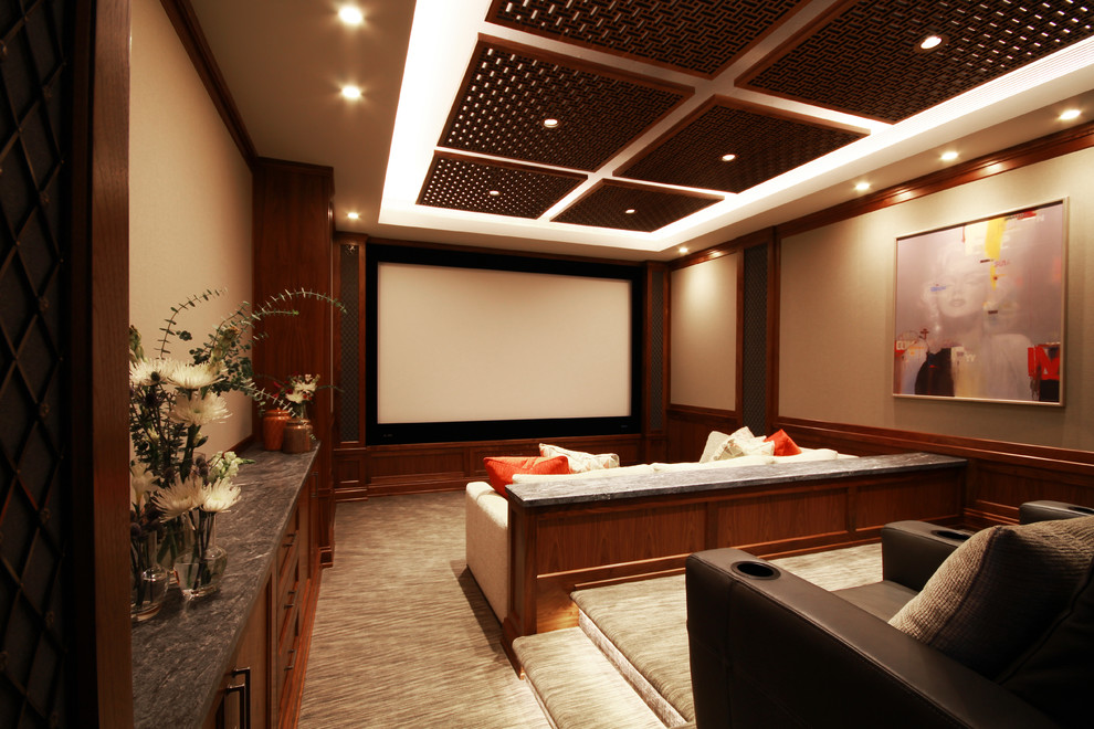 Cozy Contemporary Home Theater Contemporary Home Theater Los