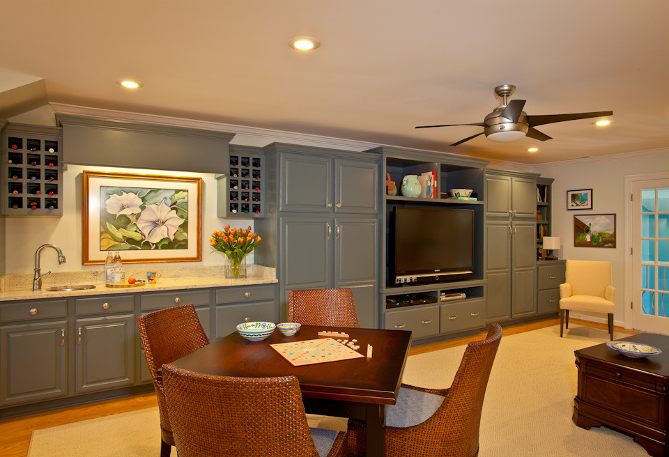 Custom were built in along one wall of this multipurpose