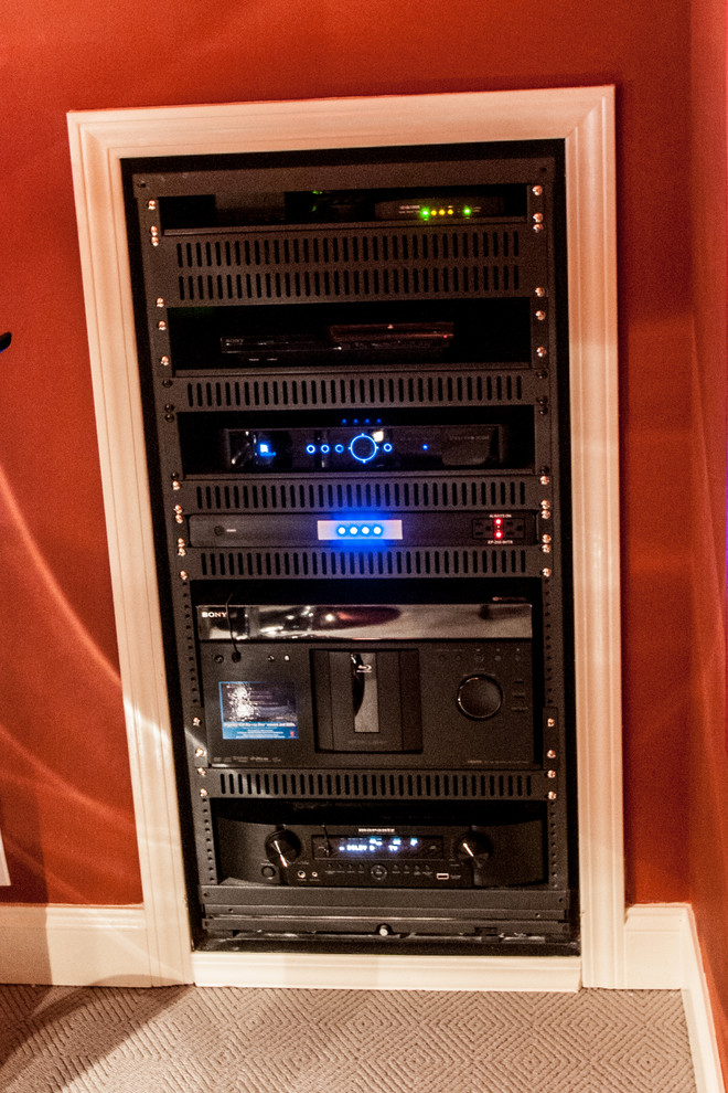 Custom Rack Cutout Easy to Access Equipment Traditional Home