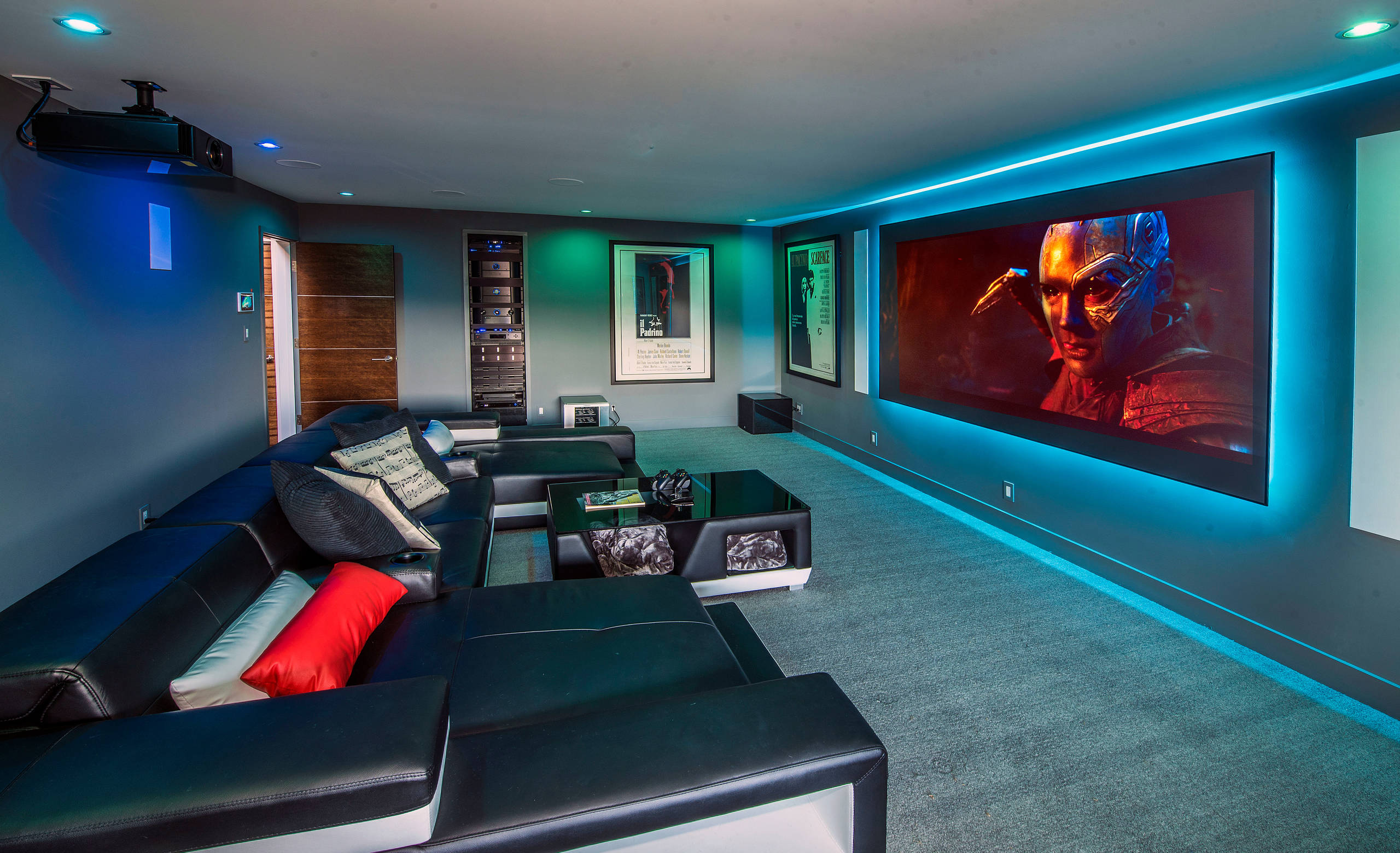 75 Home Theater With A Projector Screen