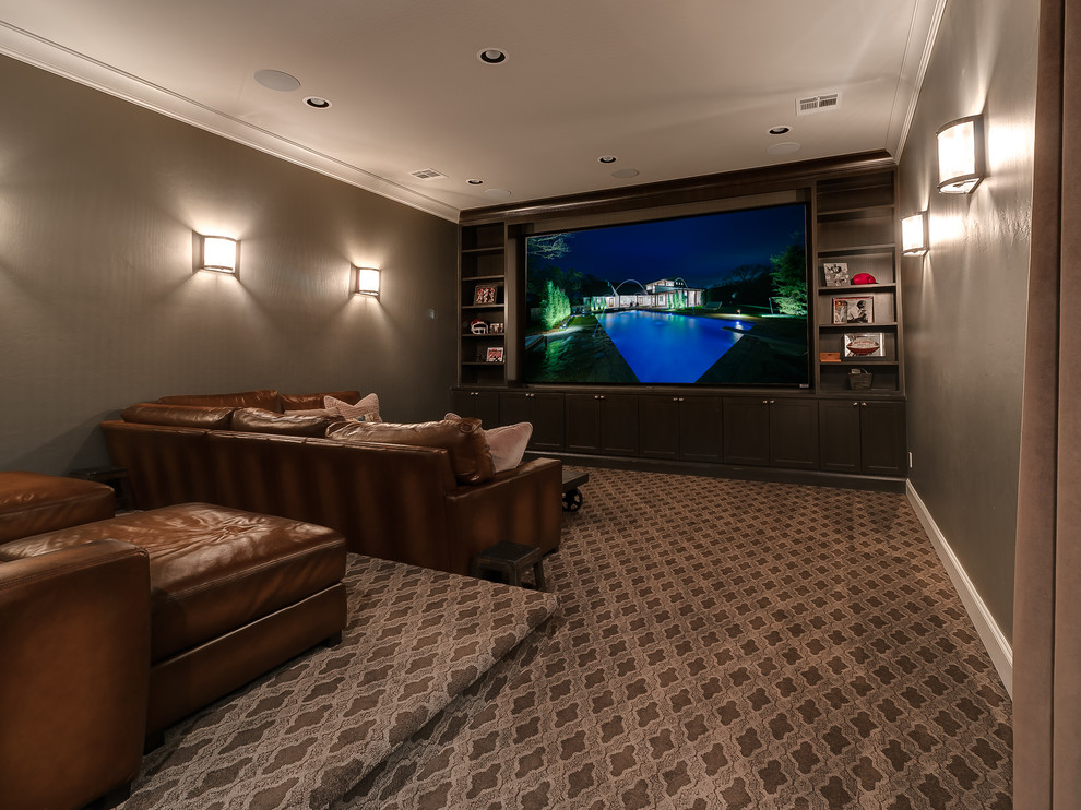 Inspiration for a cottage home theater remodel in Oklahoma City