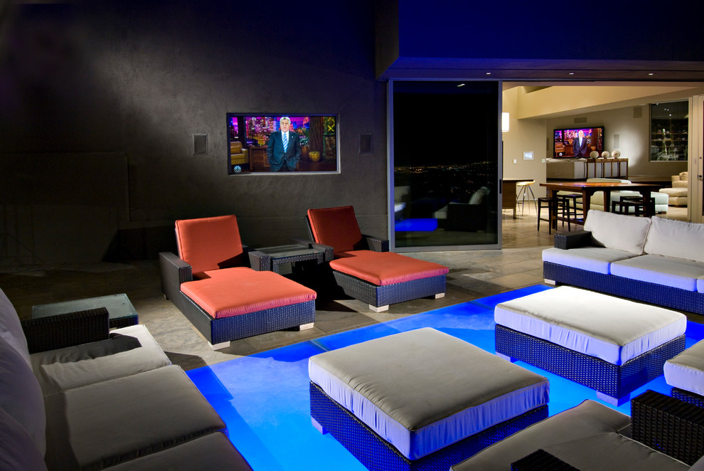 Home theater - modern home theater idea in Austin