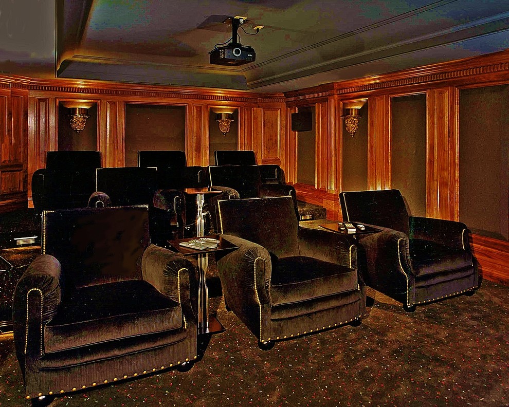 Inspiration for a timeless home theater remodel in Philadelphia