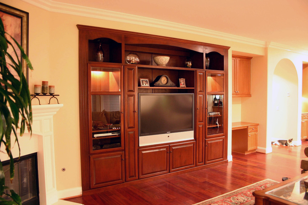 Example of a transitional home theater design in Orange County