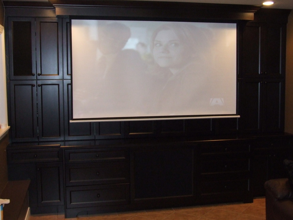 Example of a trendy home theater design in Vancouver