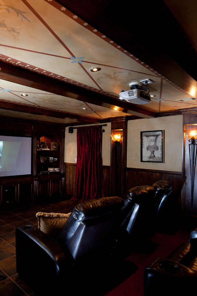 Example of a tuscan home theater design in Atlanta