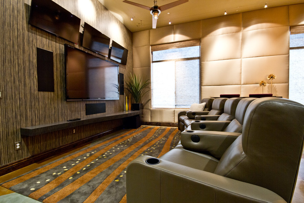 Photo of a contemporary home cinema in Phoenix.