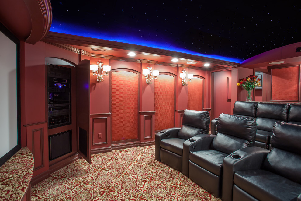 Design ideas for a classic home cinema in Detroit.