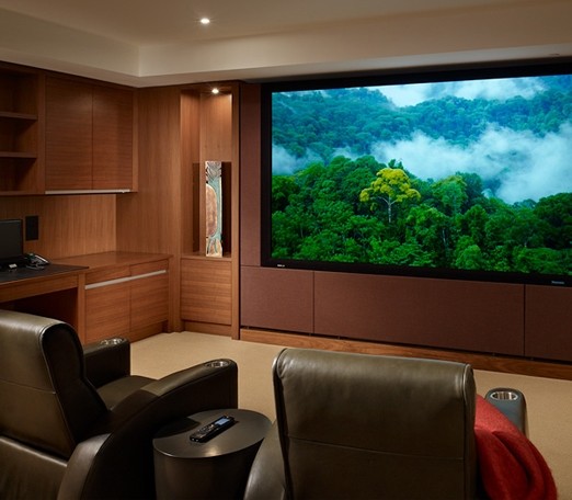 Home theater - contemporary home theater idea in Seattle