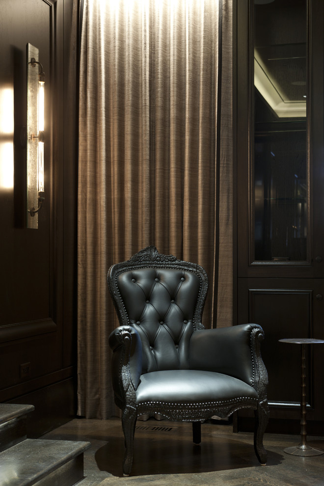 Inspiration for a contemporary home theater remodel in Chicago