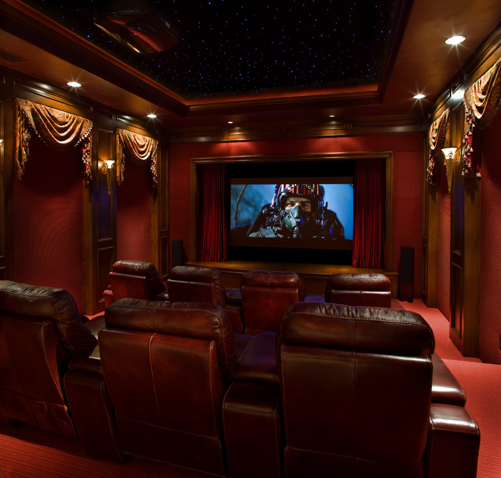 Inspiration for a timeless home theater remodel in Austin