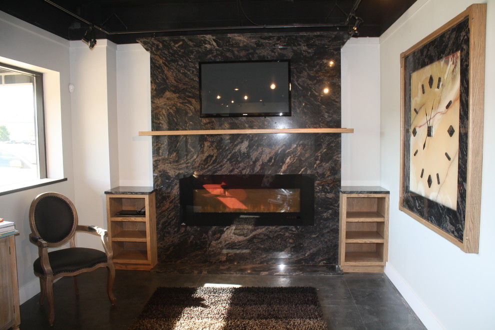 Inspiration for a transitional home theater remodel in Grand Rapids