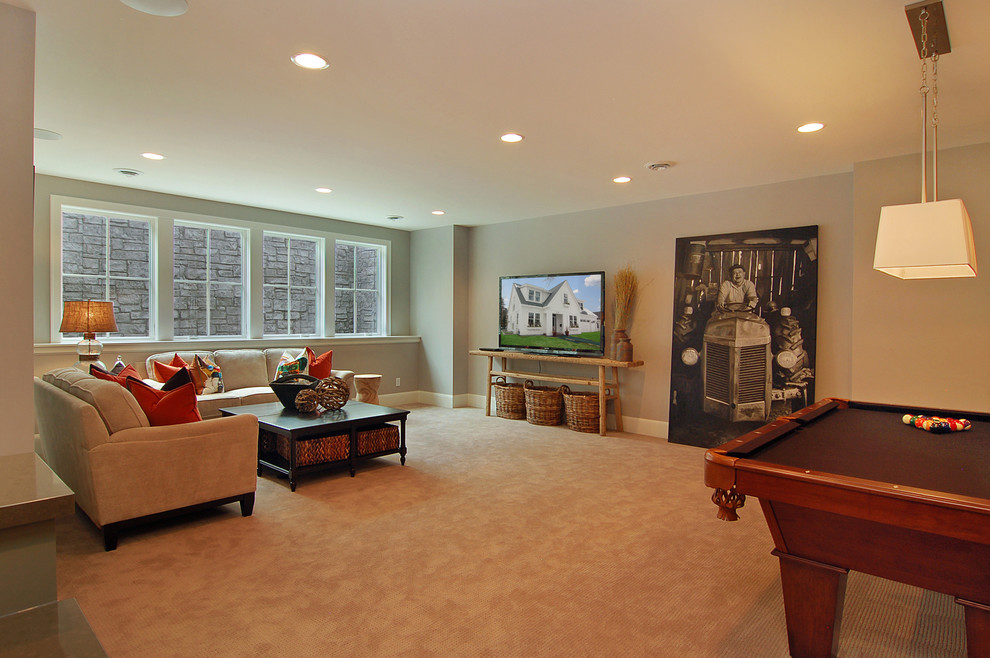 Home theater - transitional home theater idea in Minneapolis