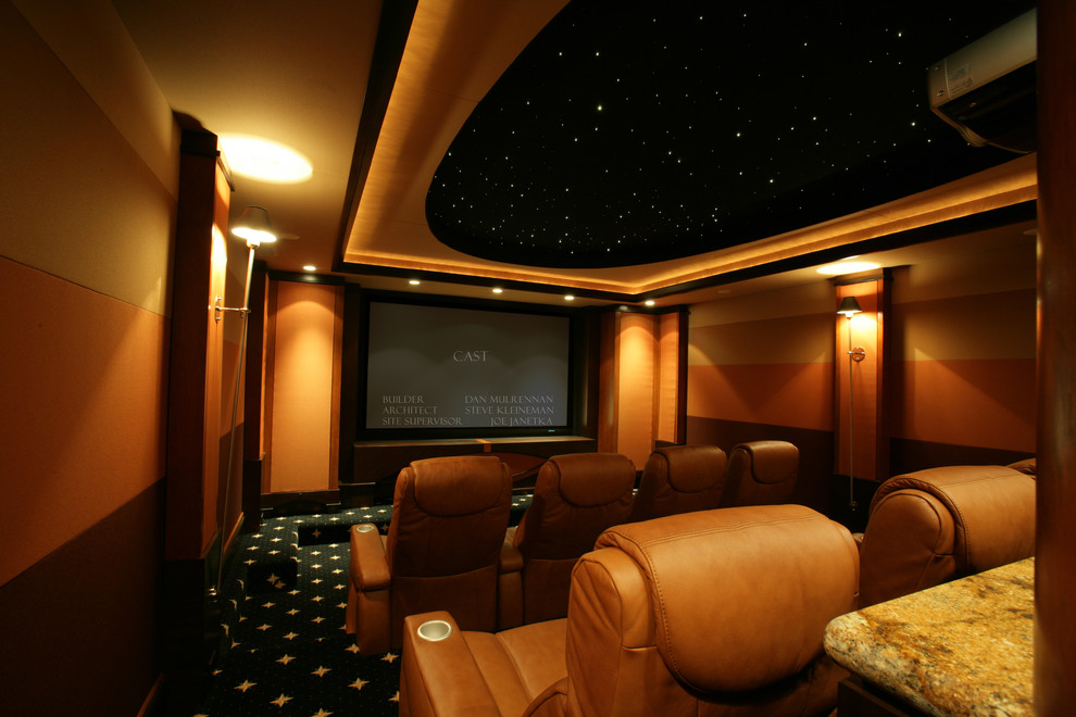 Home theater - traditional home theater idea in Minneapolis