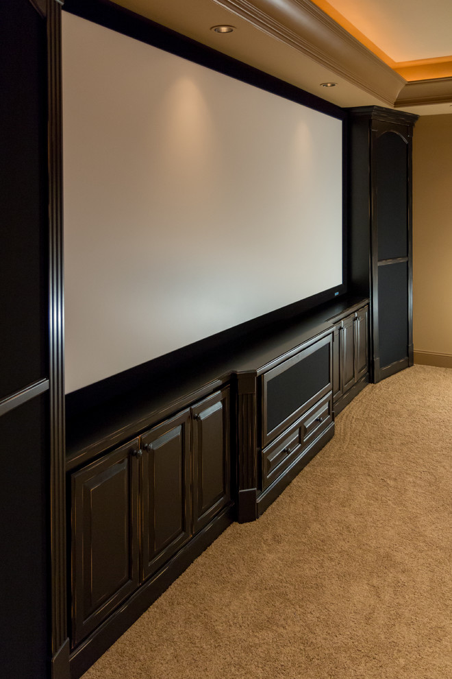 Picture of Handsome Home Theater - Traditional - Home Theater - Raleigh - by ...