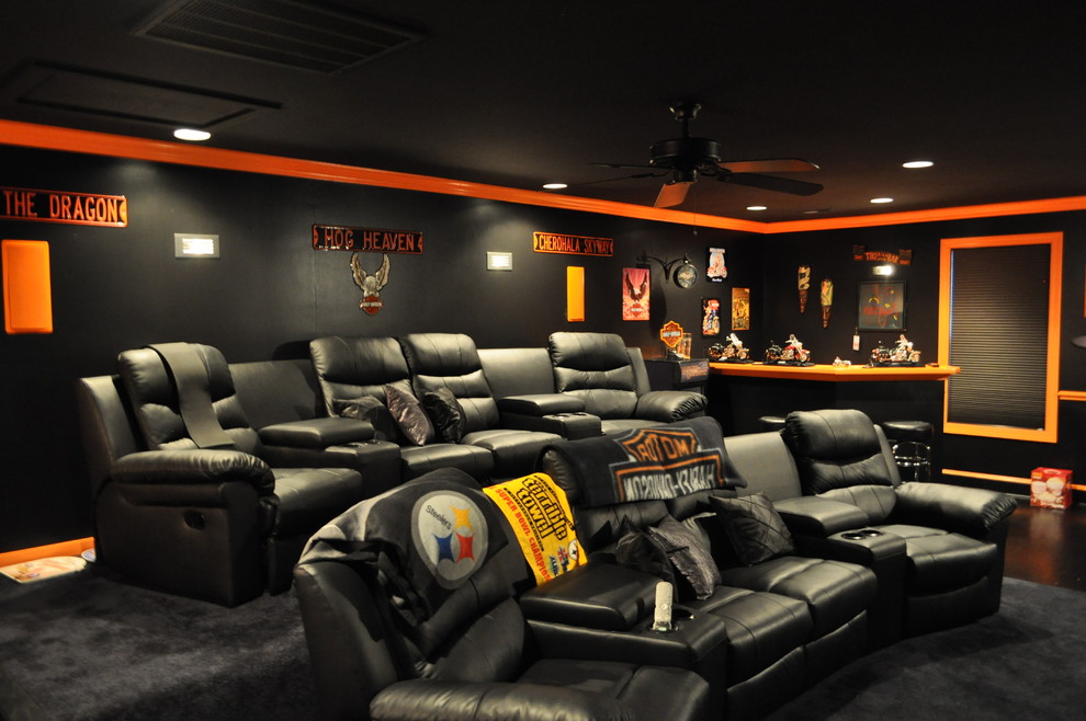 Harley Davidson Themed Theater Contemporary Home Theater