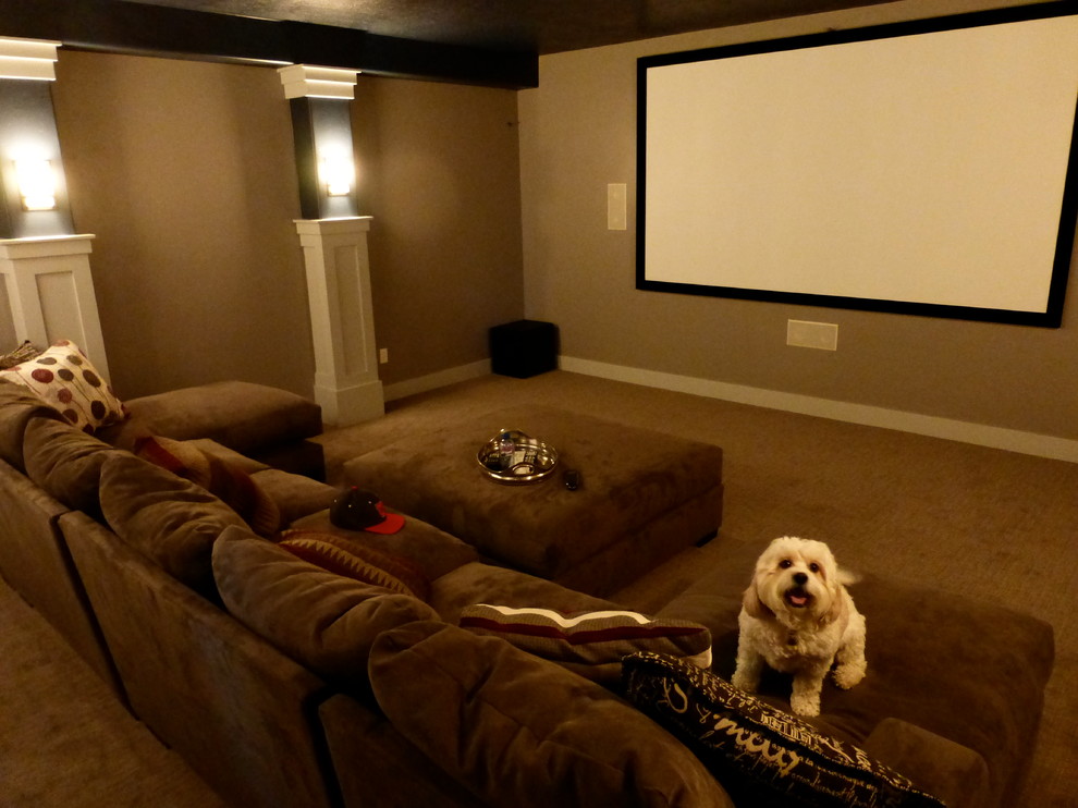 Inspiration for a transitional home theater remodel in Salt Lake City