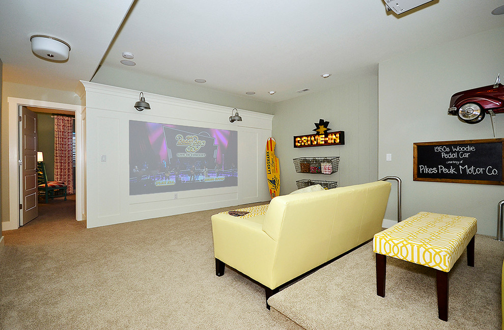 Inspiration for a classic home cinema in Denver.