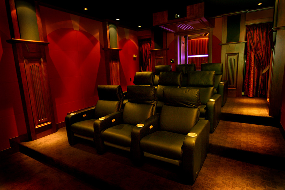 Trendy home theater photo in Salt Lake City