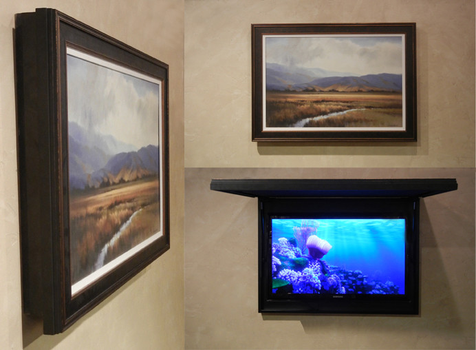 Inspiration for a contemporary home theater remodel in Orange County