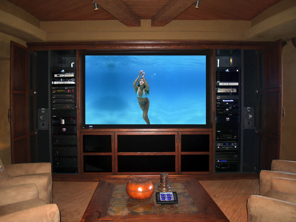 Home theater - traditional home theater idea in Phoenix