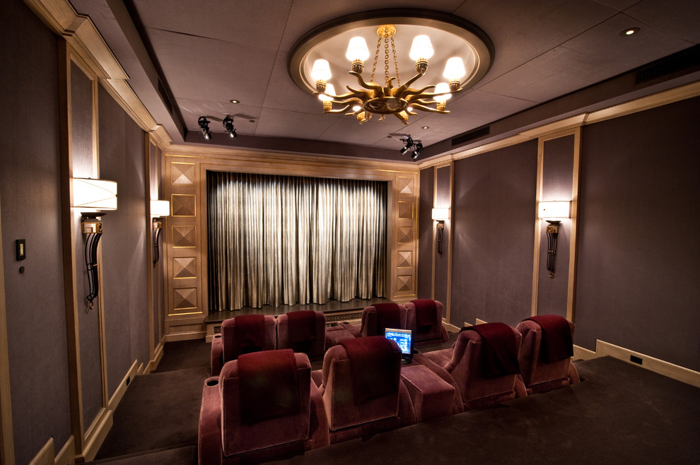 Inspiration for a timeless enclosed home theater remodel in Los Angeles