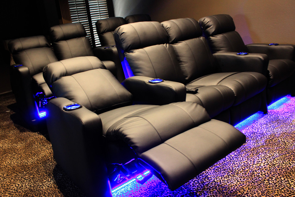 Home Theater Seating with Builtin Riser on Back Row Traditional