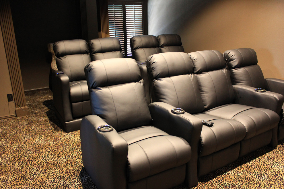 Transitional home theater photo in Dallas