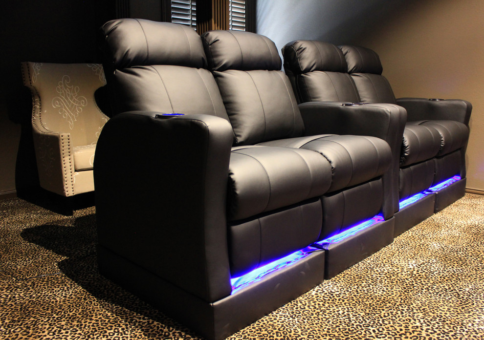 Home Theater Seating with Built-in Riser on Back Row - Modern - Home ...