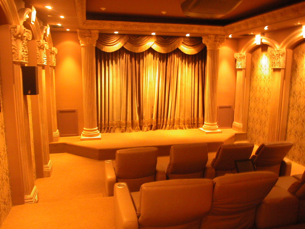 Inspiration for a timeless home theater remodel in Los Angeles