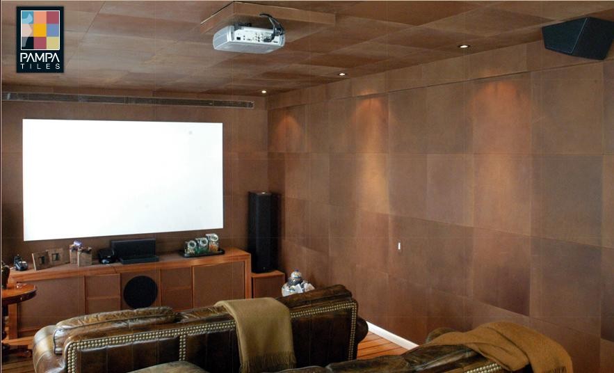 Inspiration for a modern home theater remodel in Dallas