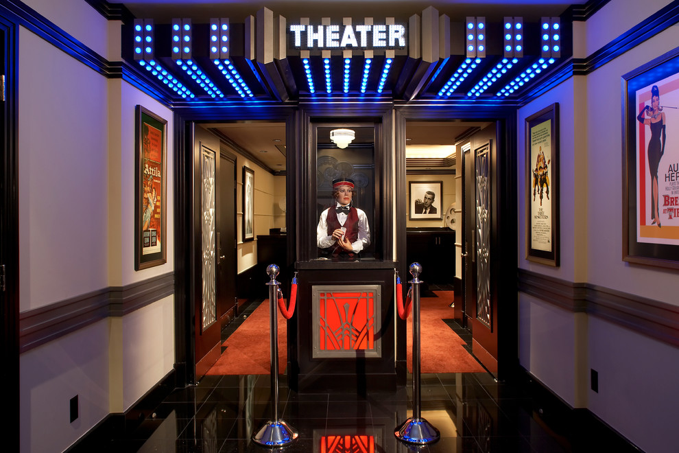 Home Theatre Booth Traditional Theater New York By Jablonski Associates Houzz - Home Theater Wall Decor