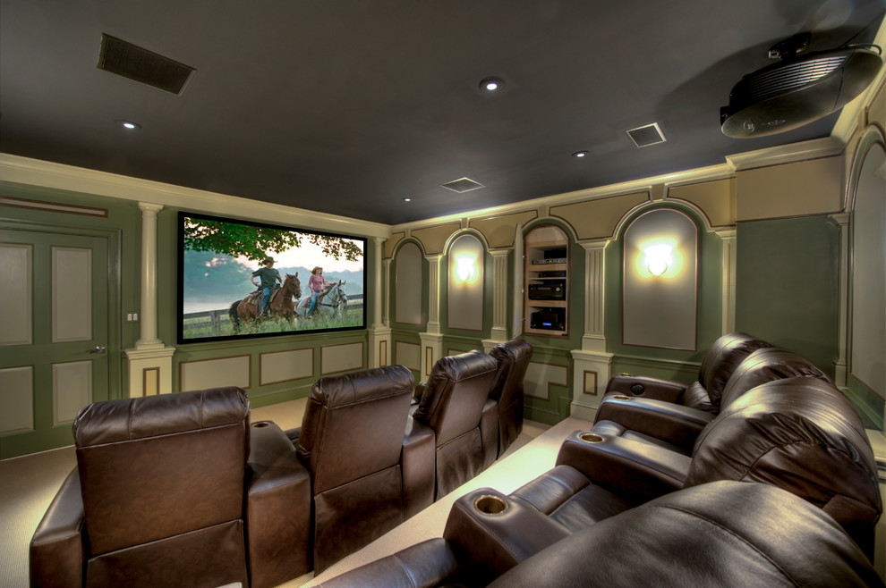 Inspiration for a traditional home cinema in DC Metro.