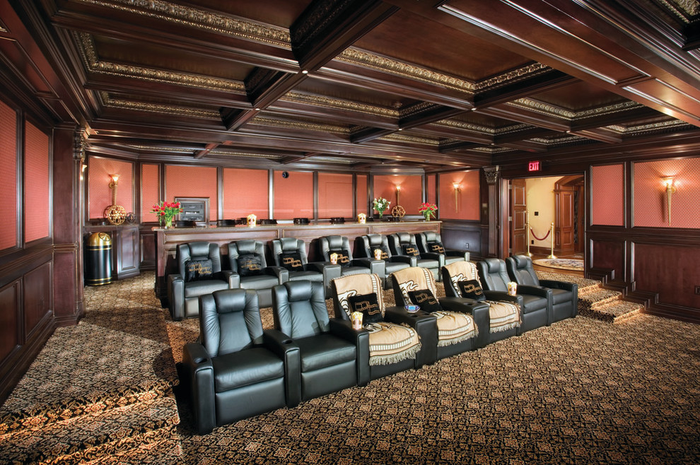 Incredible Huge Home Theater With Reclining Seats Traditional Home Theater New York by
