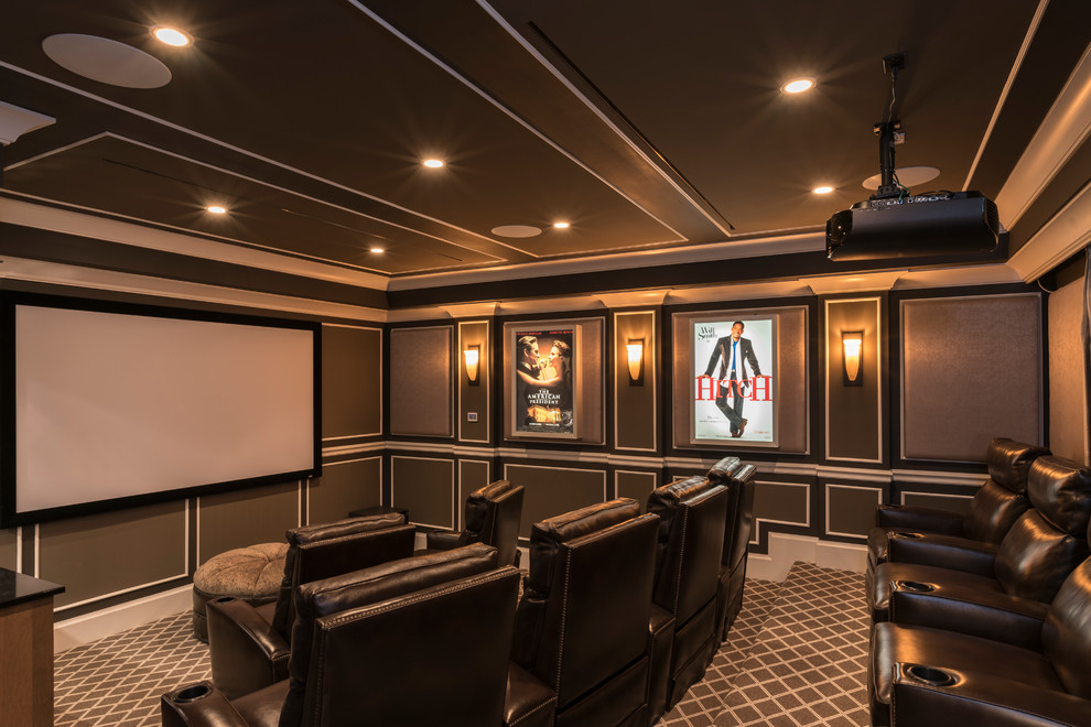 Example of a beach style home theater design in Miami