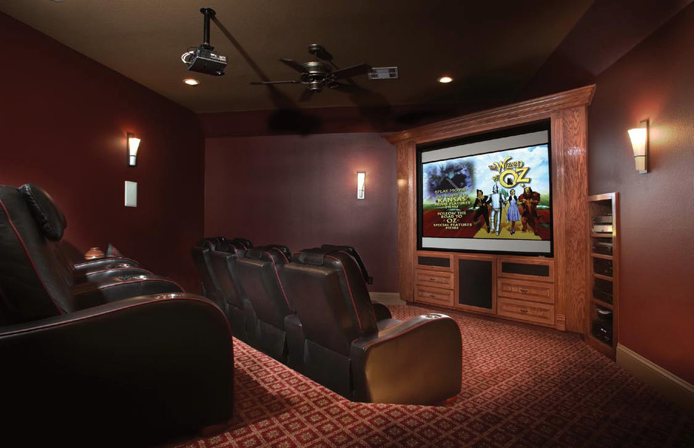 Design ideas for a traditional home cinema in Houston.