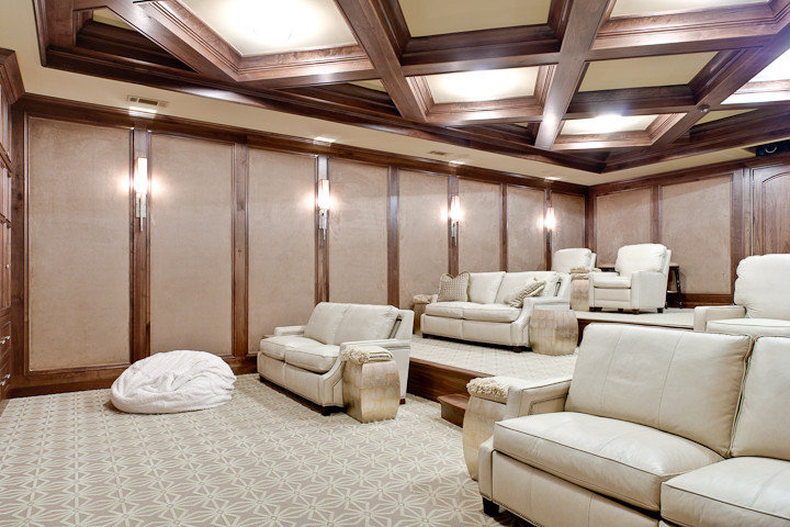 Design ideas for an expansive classic enclosed home cinema in Atlanta with carpet and a projector screen.