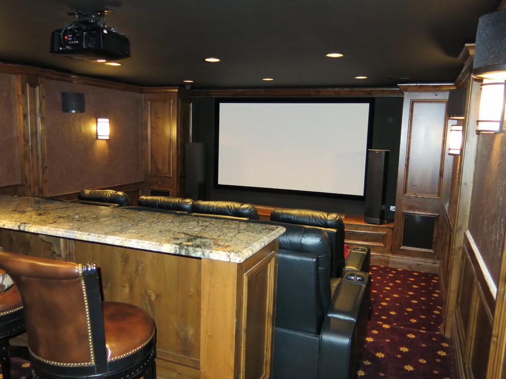 Inspiration for a timeless home theater remodel in Chicago